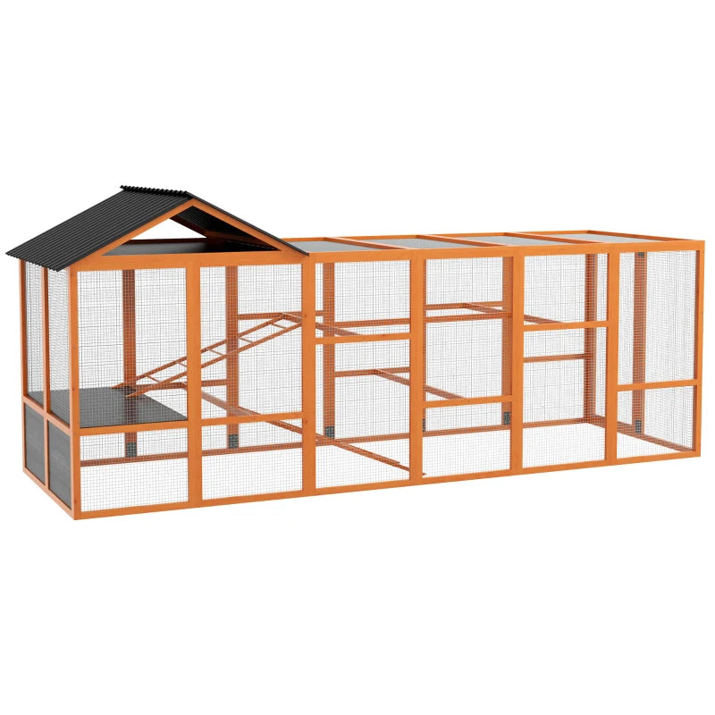 Wooden Chicken Coop Run For 6 -10 Chickens, Hen House Add-On With Storage, Perches,