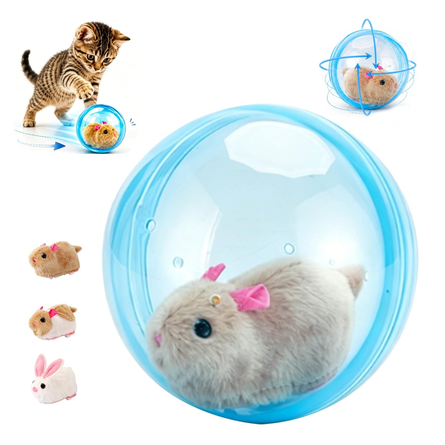 2026 New Self-Rolling Interactive Cat Ball Realistic Animal Automatic Moving Rolling Cat Ball Rolling Spin Moving Cat Ball Indoor Interactive Pet Ball For Cats Dogs Chasing