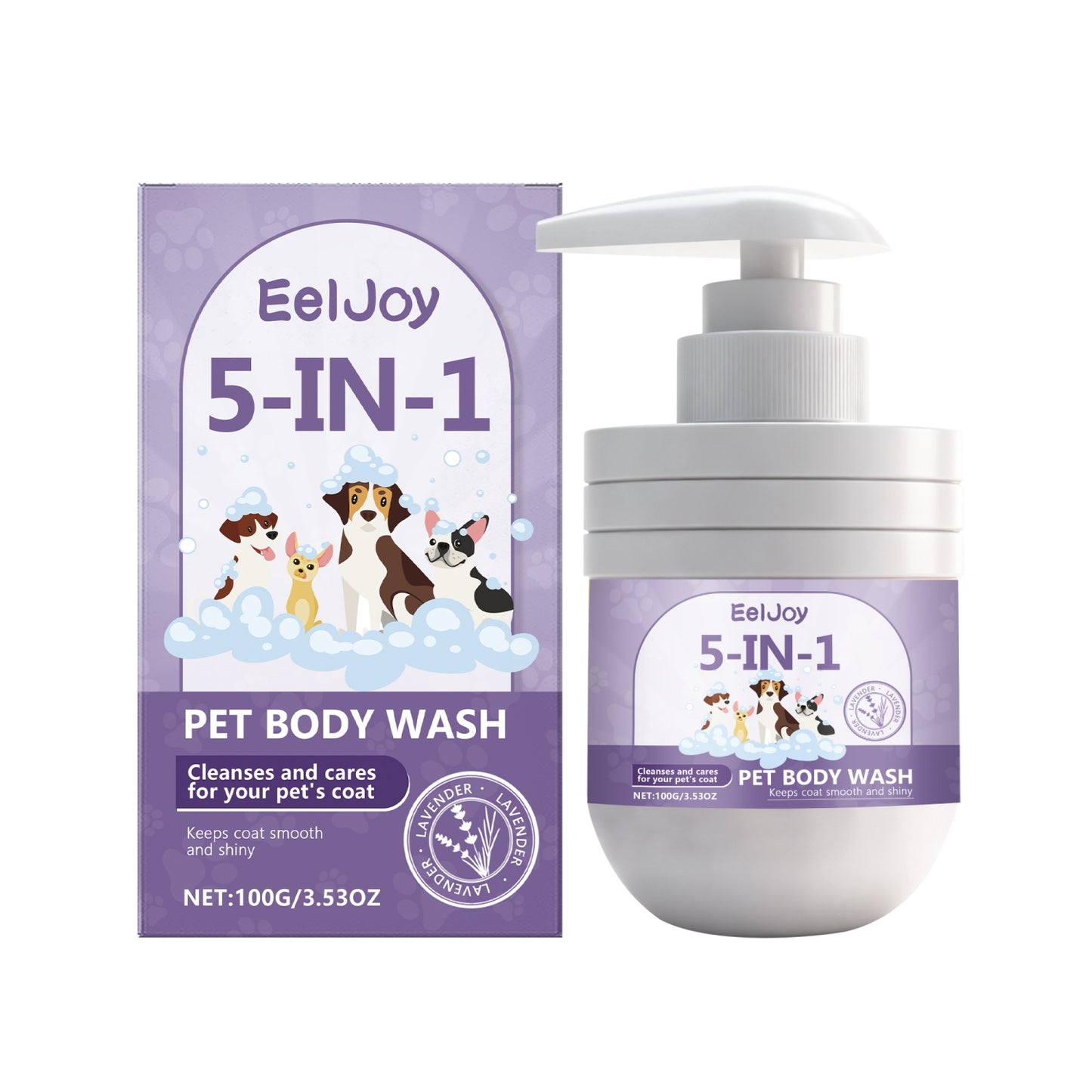 Natural pet shampoo for dogs and cats with lavender and ginger