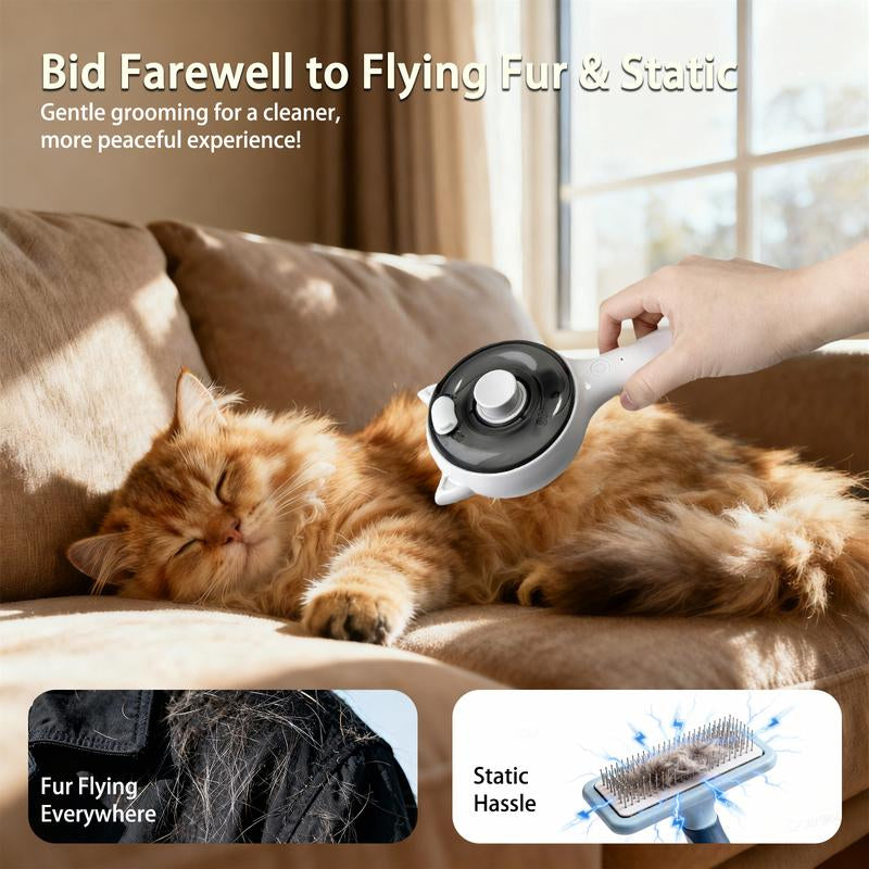 Pet Spray Hair Removal Comb, Pet Hair Cleaning Brush with Shedding Button, Cat and Dog Beauty Comb, Pet Grooming Supplies, Pet Massage Comb, Shedding Hair Remover, Cat and Dog Hairbrush, Pet Hair Care Tools, Pet Beauty and Grooming Comb Steam Brush for S