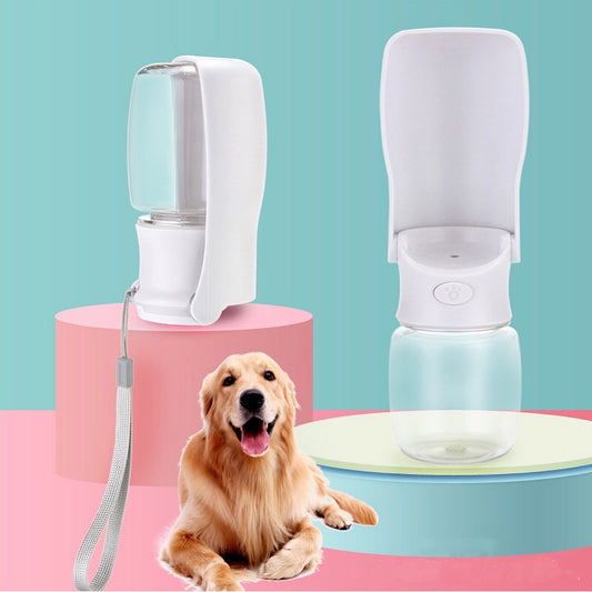 Foldable dog water bottle with fold-out travel bowl