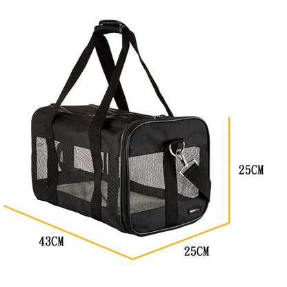 Foldable cat carrier in black Oxford cloth