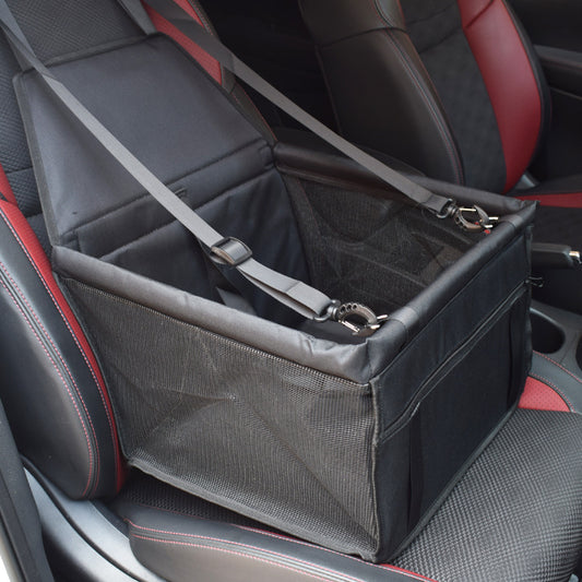 Breathable padded pet car seat cushion with safety tether