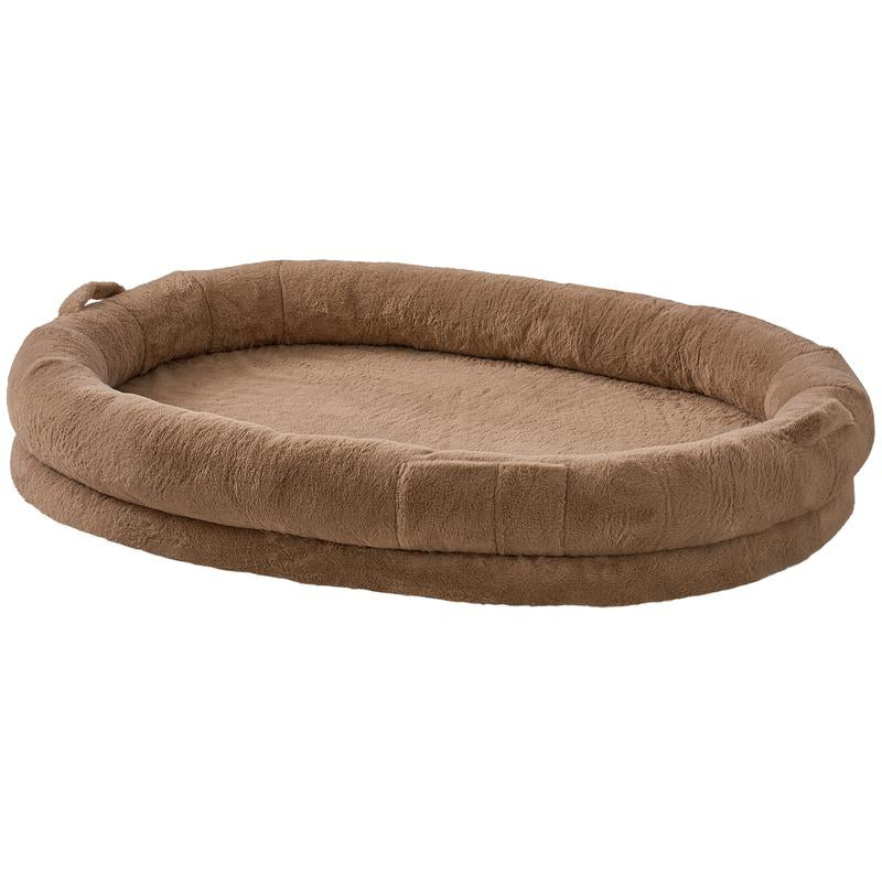 VEVOR Human Dog Bed, , 72" X48"X10" Human Dog Bed for Adult, Human Size Dog Bed with Washable Faux Rabbit Fur Cover, Egg Orthopedic Foam, Storage Pocket, Large Dog Bean Bed, Brown