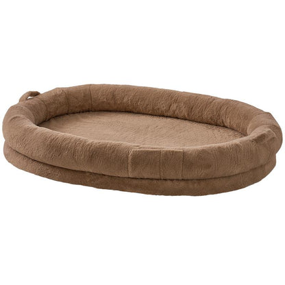 VEVOR Human Dog Bed, , 72" X48"X10" Human Dog Bed for Adult, Human Size Dog Bed with Washable Faux Rabbit Fur Cover, Egg Orthopedic Foam, Storage Pocket, Large Dog Bean Bed, Brown