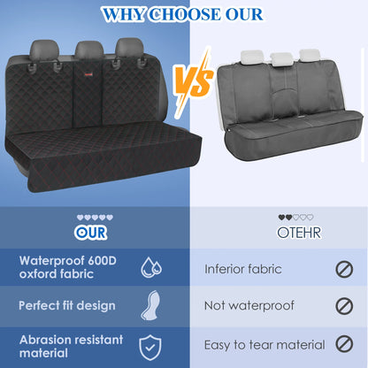 Dog Car Seat Covers for Back Seat Waterproof Bench Seat Cover Protector Nonslip Durable Soft Pet Back Seat Covers for Car, Truck, & SUV (Black)