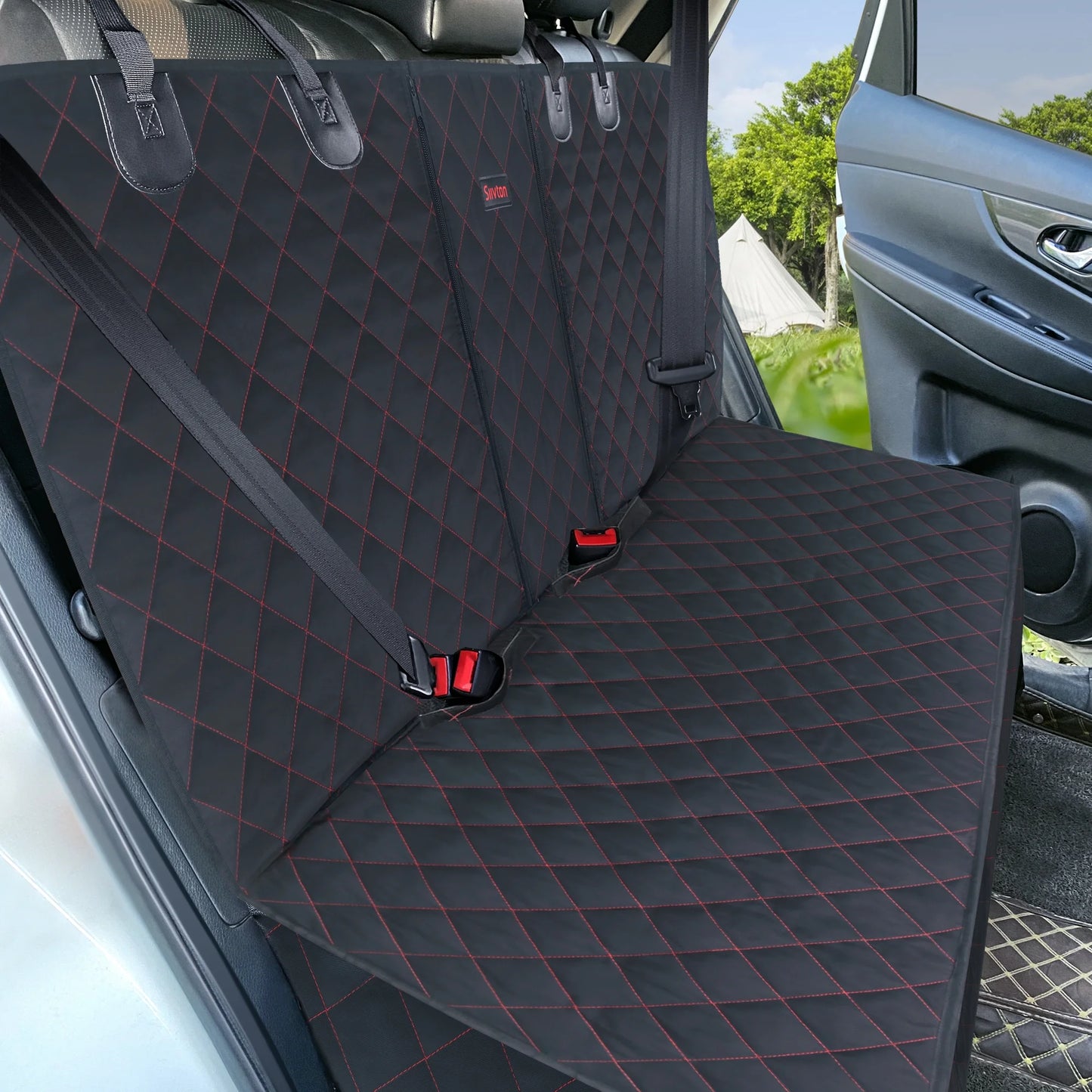 Dog Car Seat Covers for Back Seat Waterproof Bench Seat Cover Protector Nonslip Durable Soft Pet Back Seat Covers for Car, Truck, & SUV (Black)