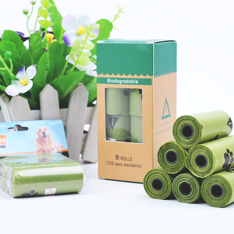Dog waste bags on continuous roll