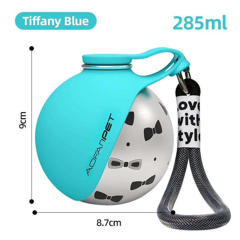 Travel dog water bottle with built-in waste bag holder