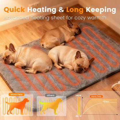 Mora Pets Dog Heating Pad Heated Cat Bed 9 Adjustable Temperature Pet Warming Mat with Timer Auto Power off Heated Pet Bed Inch for Samll and Medium Dogs Indoor