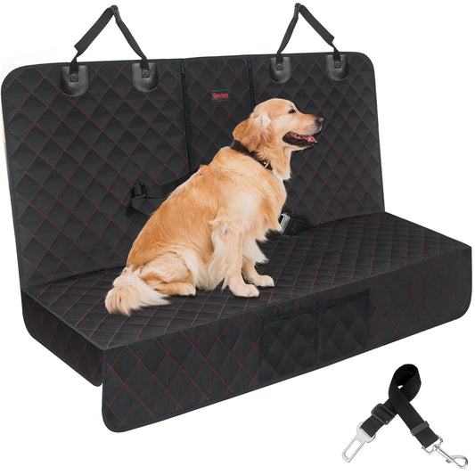 Dog Car Seat Covers for Back Seat Waterproof Bench Seat Cover Protector Nonslip Durable Soft Pet Back Seat Covers for Car, Truck, & SUV (Black)