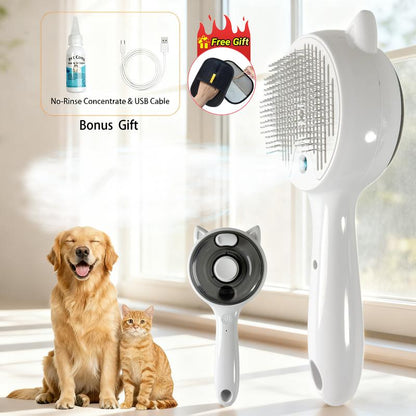 Pet Spray Hair Removal Comb, Pet Hair Cleaning Brush with Shedding Button, Cat and Dog Beauty Comb, Pet Grooming Supplies, Pet Massage Comb, Shedding Hair Remover, Cat and Dog Hairbrush, Pet Hair Care Tools, Pet Beauty and Grooming Comb Steam Brush for S
