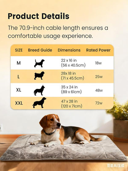 Mora Pets Dog Heating Pad Heated Cat Bed 9 Adjustable Temperature Pet Warming Mat with Timer Auto Power off Heated Pet Bed Inch for Samll and Medium Dogs Indoor