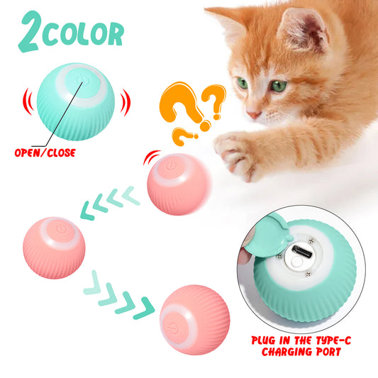 Smart gravity rolling ball cat toy with obstacle avoidance