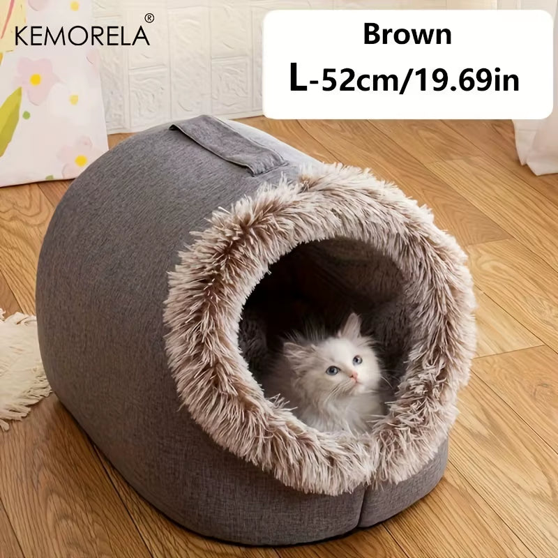 Cat Bed Comfortable Pet Sleeping Bed, Portable Cat Bed Warm and Thickened Pet Bed with Handle Portable Cat Bed