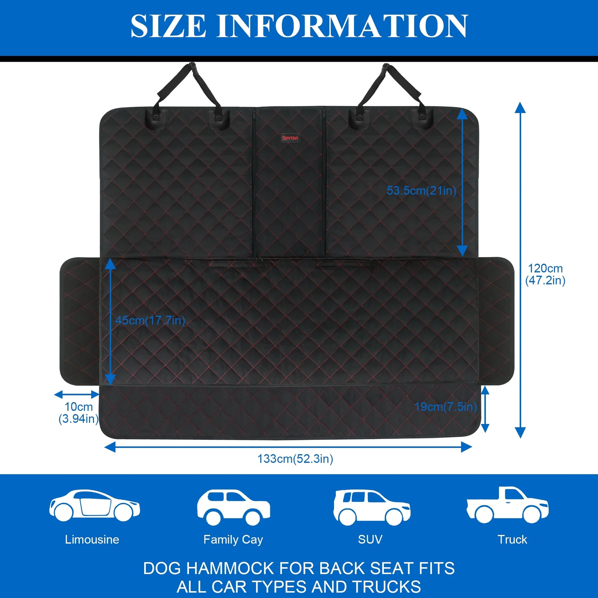 Dog Car Seat Covers for Back Seat Waterproof Bench Seat Cover Protector Nonslip Durable Soft Pet Back Seat Covers for Car, Truck, & SUV (Black)