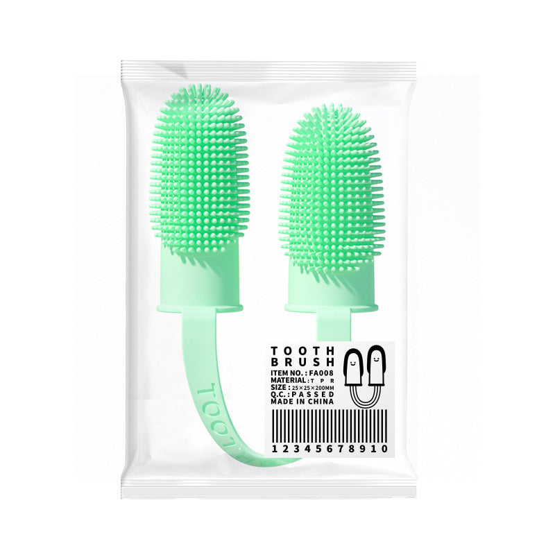 Pet dental finger brushes in multiple colors