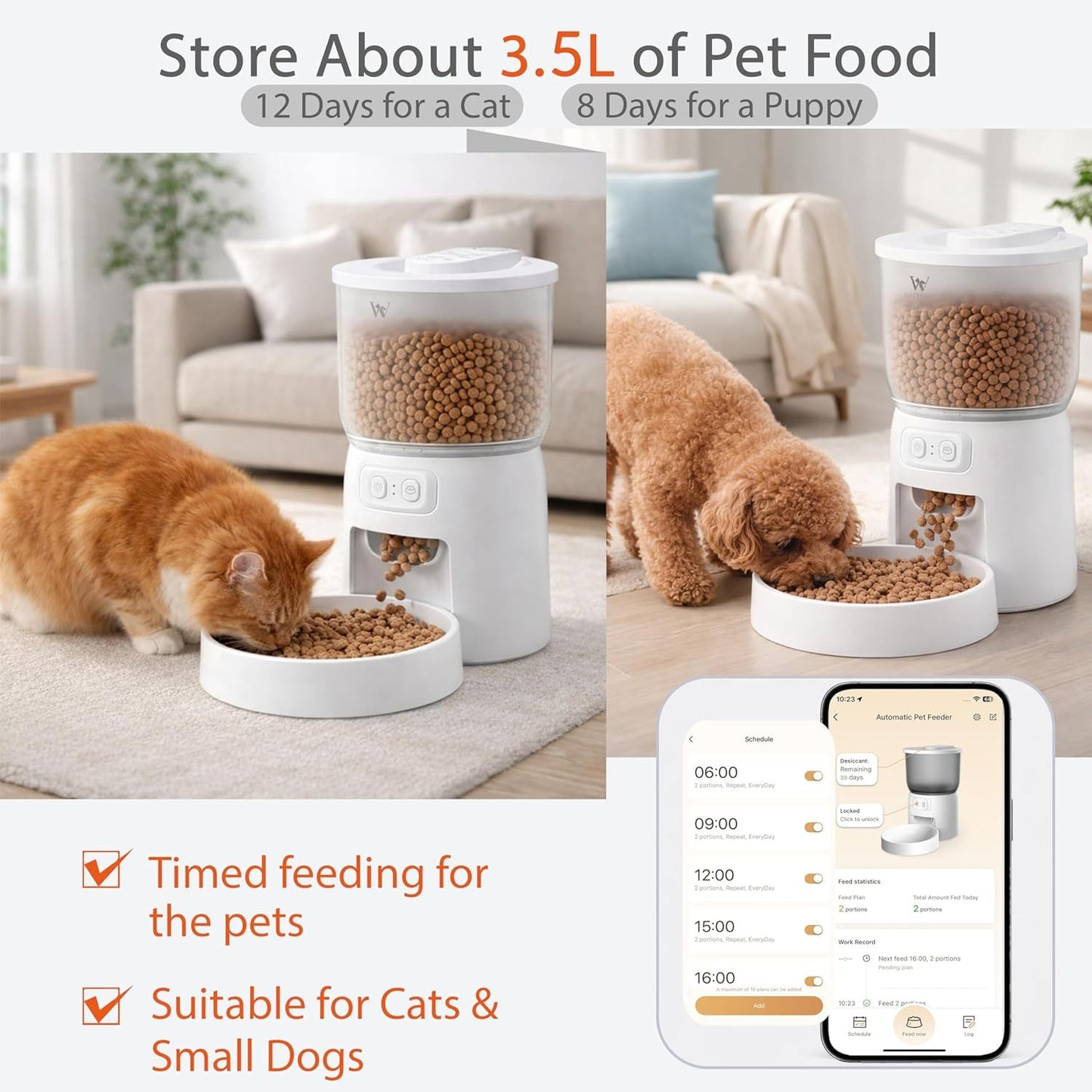 Wi-Fi pet feeder with dual power supply