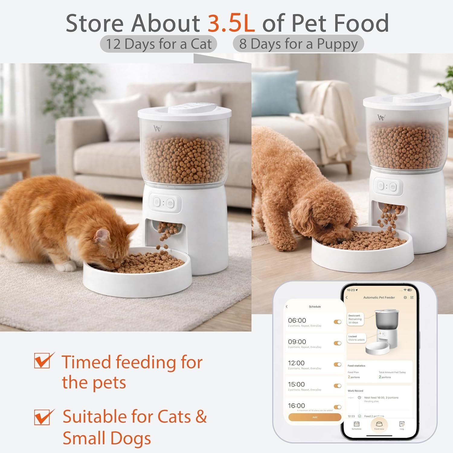Wi-Fi pet feeder with dual power supply