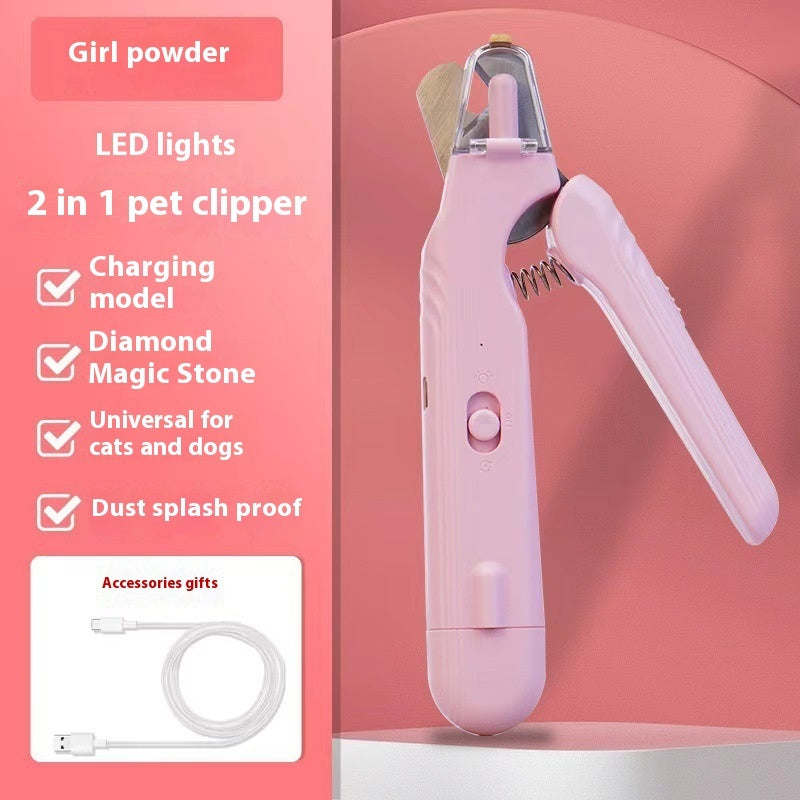 2 In 1 Pet Nail Clippers With Led Light