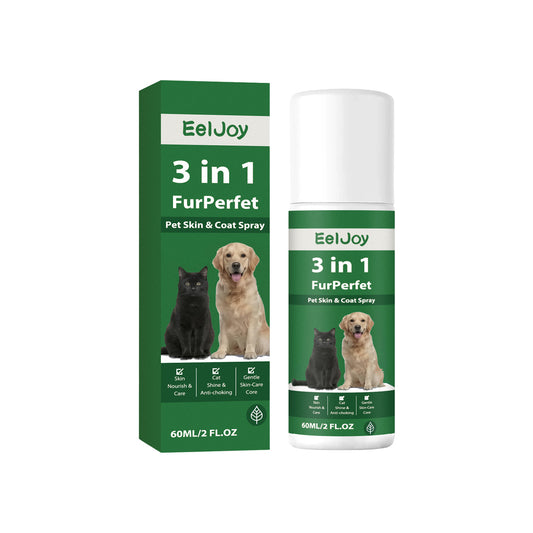 Pet skin and hair spray to soothe skin and add coat shine