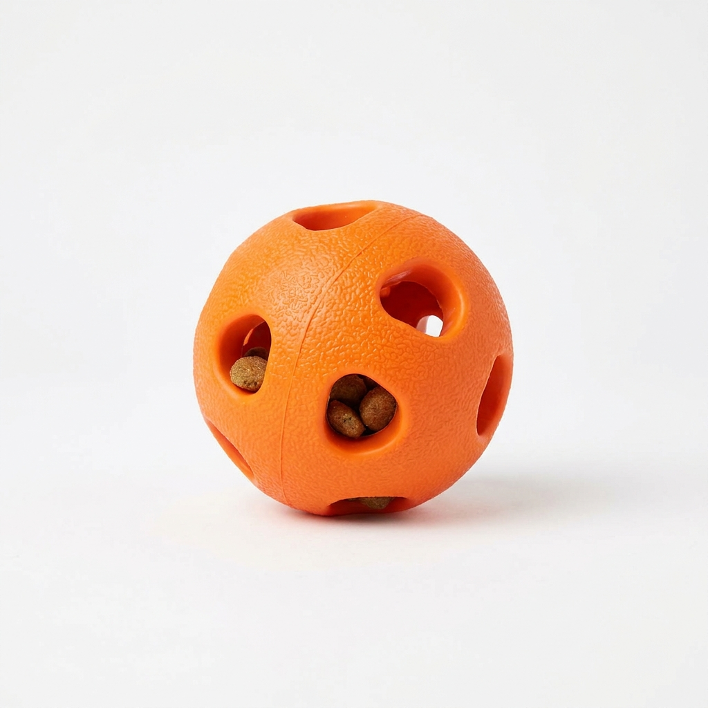 Interactive treat-dispensing dog toy ball
