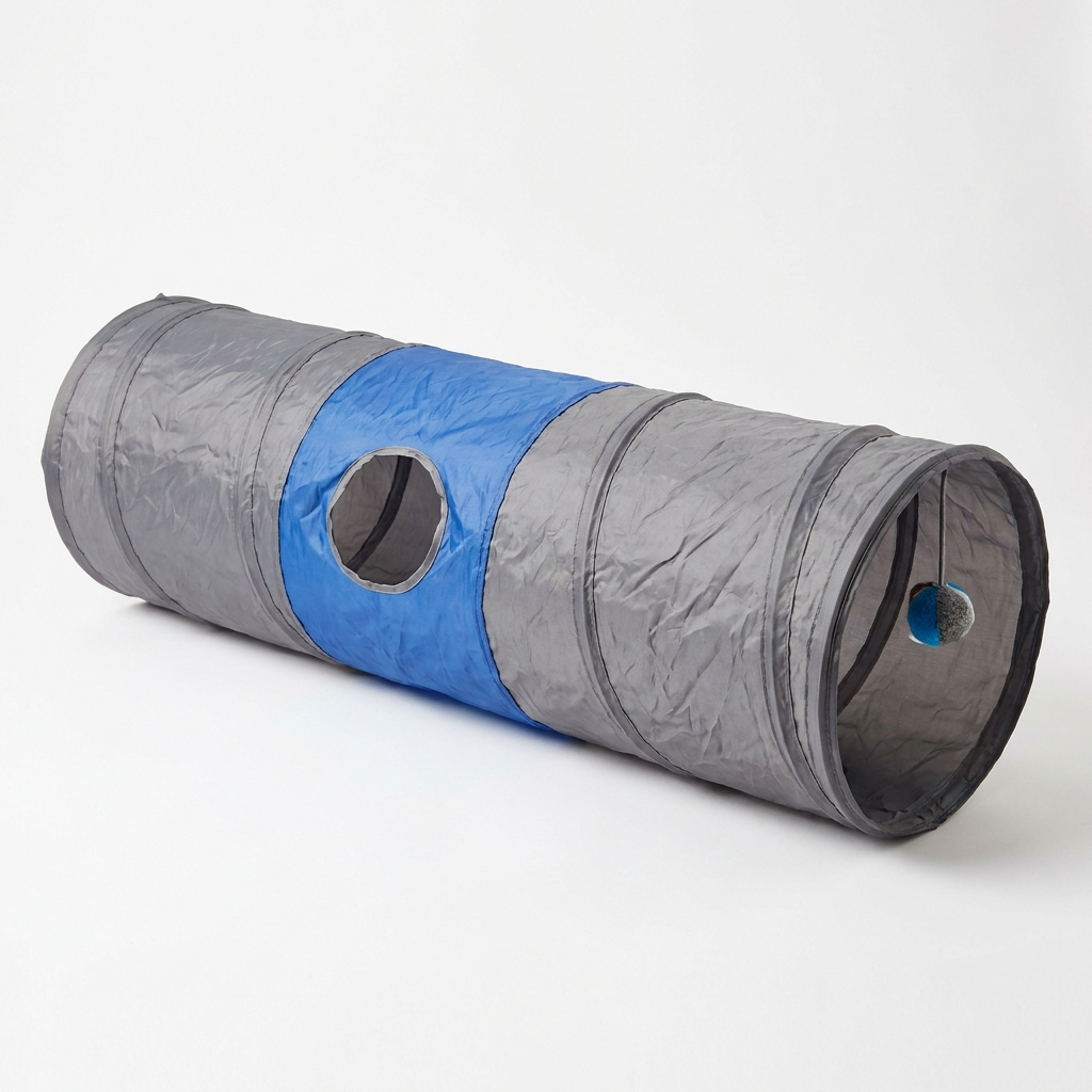 Collapsible cat play tunnel with peek hole